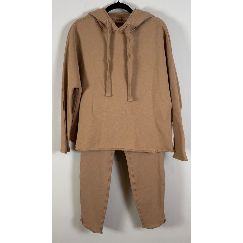 Frank & Eileen Cotton Hoodie & Jogger Sweatset in Camel,XS Made in USA